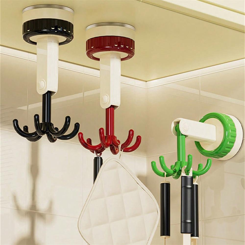 1PC 360 Degrees Rotating Folding Hook Self-Adhesive Suction Cup Hooks Rotating Kitchen Utensil Holder