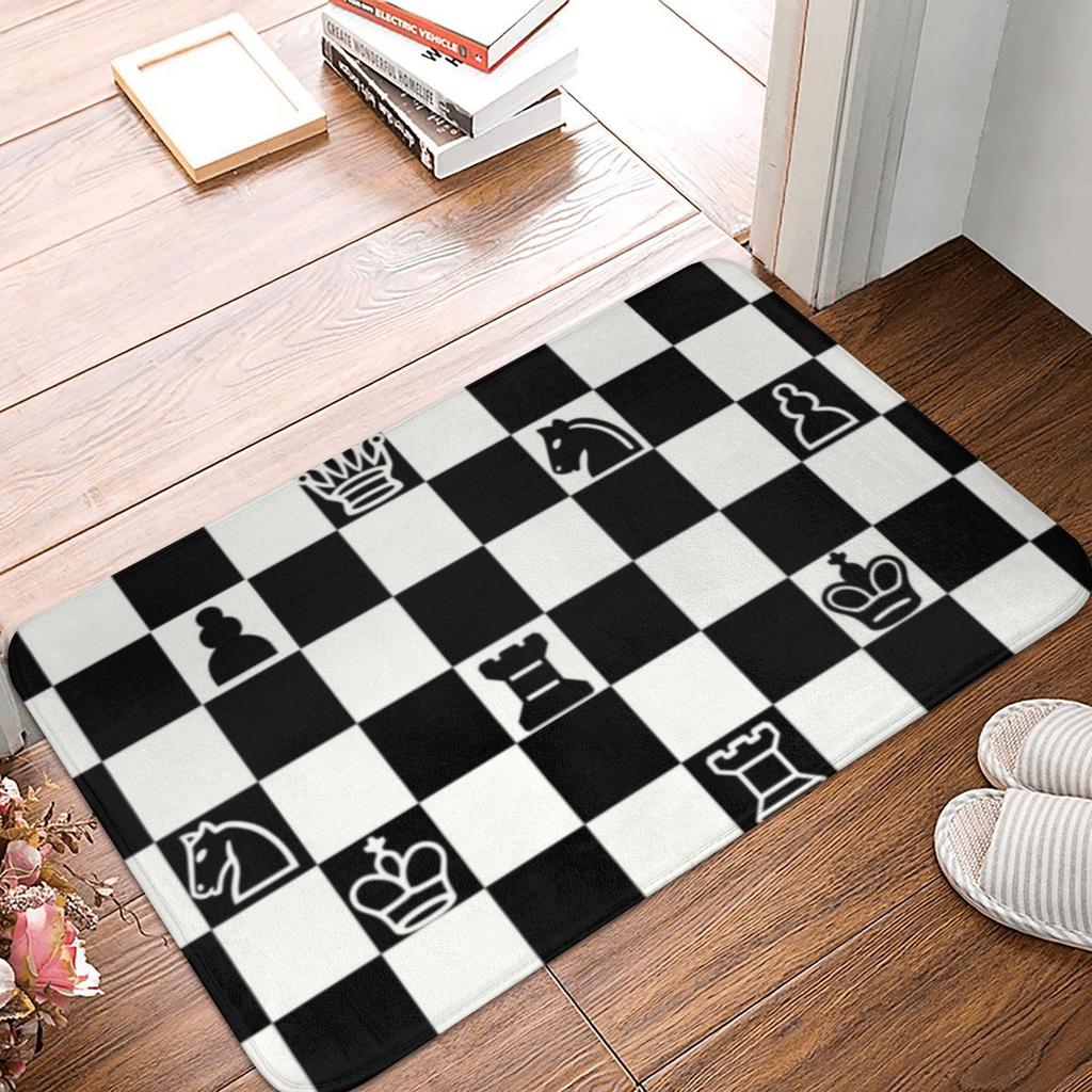 Classic Checkerboard Front Door Mat Anti-Slip Indoor Absorbent Chess Board Doormat Kitchen Bedroom Entrance Rug Carpet