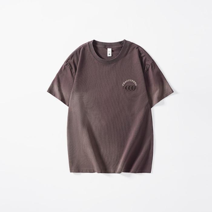 Heavy Washed Kurzarm-T-Shirt Herren Sommer Aktualisiert Große Größe Farbverlauf T-Shirt T-Shirt