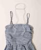 WEGO Lace Choker Checkered Irregular Hem Cami Size Blue Women's Set, Dress, F,