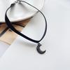 Fashionable, simple and versatile black velvet strap choker moon pendant necklace necklace necklace women's accessories