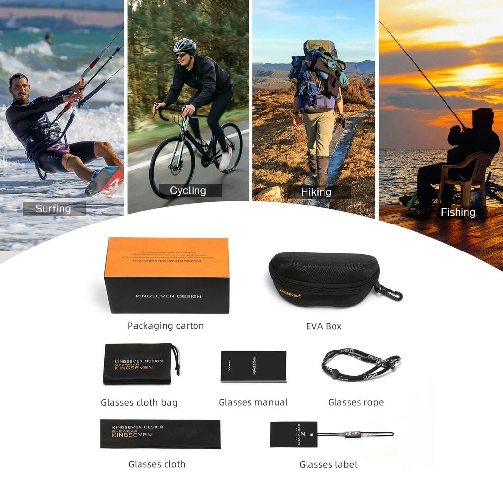 KINGSEVEN UV400 Sports Sunglasses Men Cycling Running MTB Eyewear Red Photochromic Protective Glasses Outdoor Bicycle Goggles