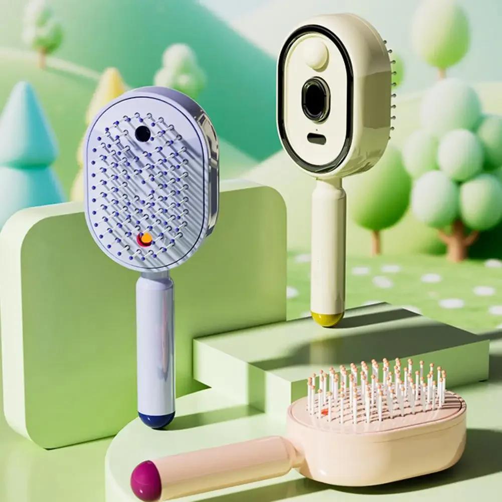 Multifunktionale Massagebürste Elektrische Dampf-Haarbürste USB-C-Ladung Sprüh-Dampf Glättbürste Anti-Frizz Styling-Kamm