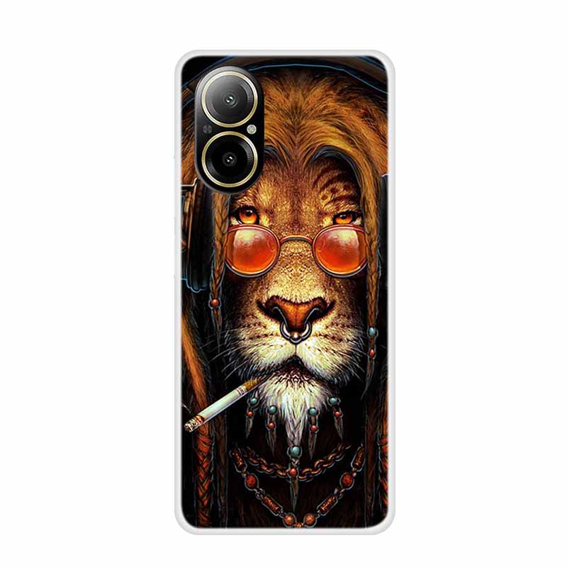 Soft Case For Realme C67 Painting Animals Luxury Silicone Phone Cover for Realme C 67 Protector Transparent Shell Clear Cases