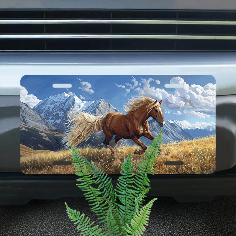 

Majestic Brown Horse Aluminum License Plate xcm Decorative Plate Perfect Holiday Gift Room and Car Decoration Addi 15x30cm(5.9x7.8inch)