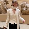 Casual Striped Blazer Coats Women 2026 Spring V Neck Scarf Lace Up Jackets Long Sleeves Coat Female Fashion High-End Formal Tailored Coat Outwear