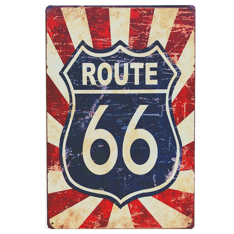 Mfoever Tin Sign Vintage Garage Route  Metal Tin Sign Set Retro Mechanic Repair Workshop Wall Art Decor for Man Cave Bar Pub Rustic Iron Painti