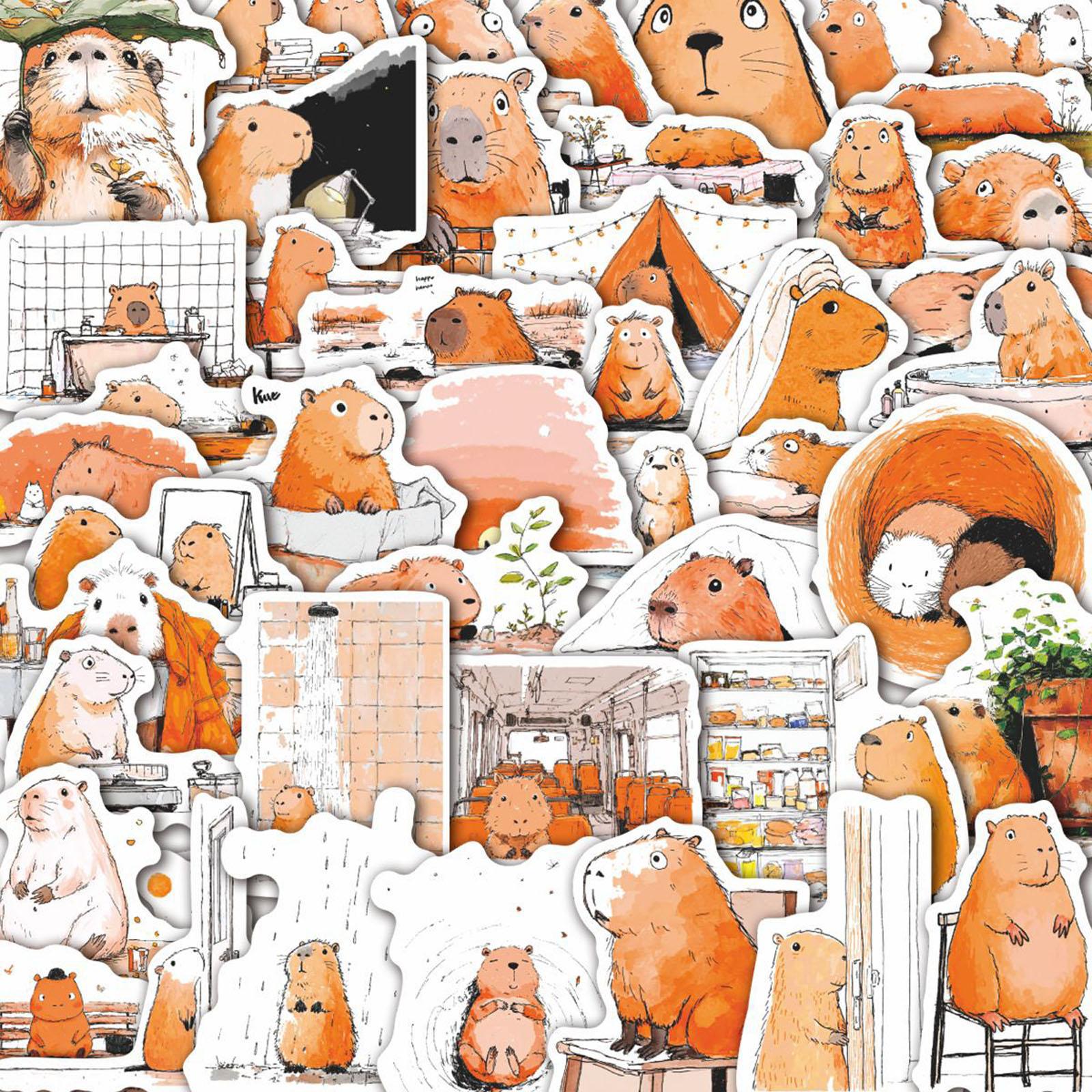 50-piece Hand-drawn Stickers, Cute Cartoon Notebook Decorations One Size