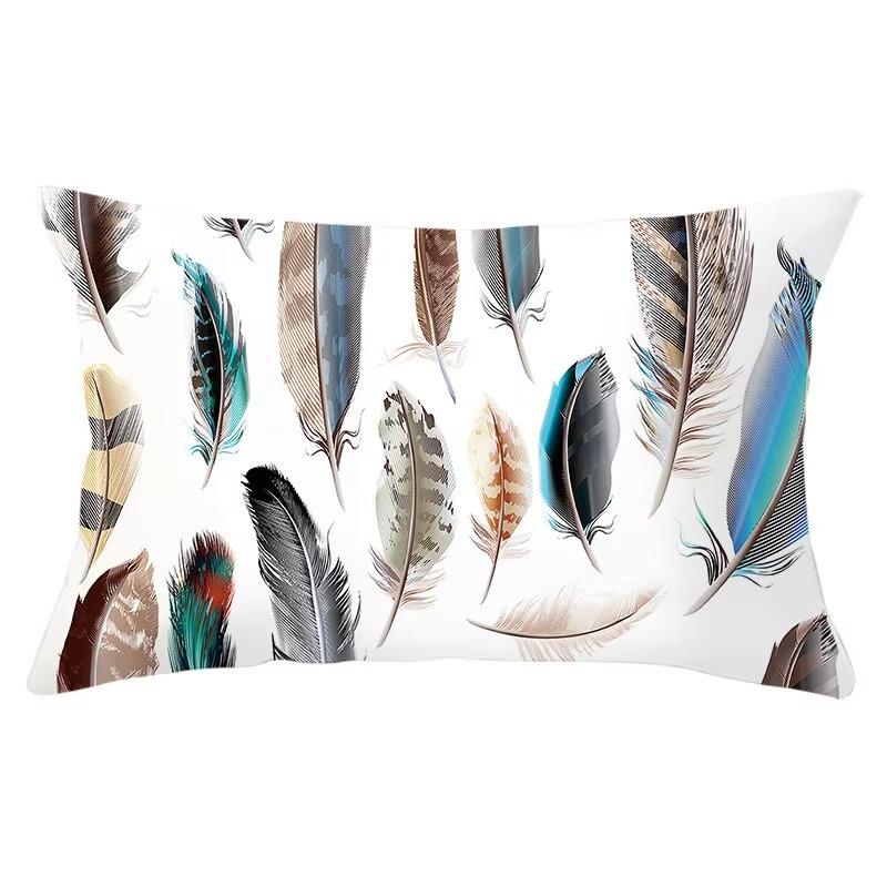 30X50cm Feather Pattern Printed Decorative Cushion Bedroom Living Room Backrest Home Rectangular Pillowcase