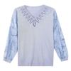 Mom's Spring V-neck Knit Top with Gauze Sleeves, Stylish Thin Layer for Middle-aged and Elderly Women.