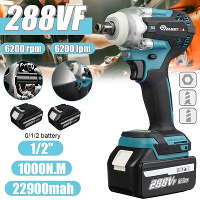 Cheie cu clichet fără perii 1000N.m 288VF 1/2 inch Șurubelniță fără fir Baterie reîncărcabilă Cheie electrică cu impact