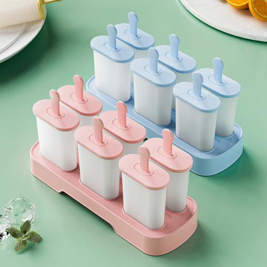 6Pcs Ice Cream Mold Plastic Popsicle Maker for Homemade Fruit Ice Cream Yogurt Popsicles Chocolate Pudding Molds for Children