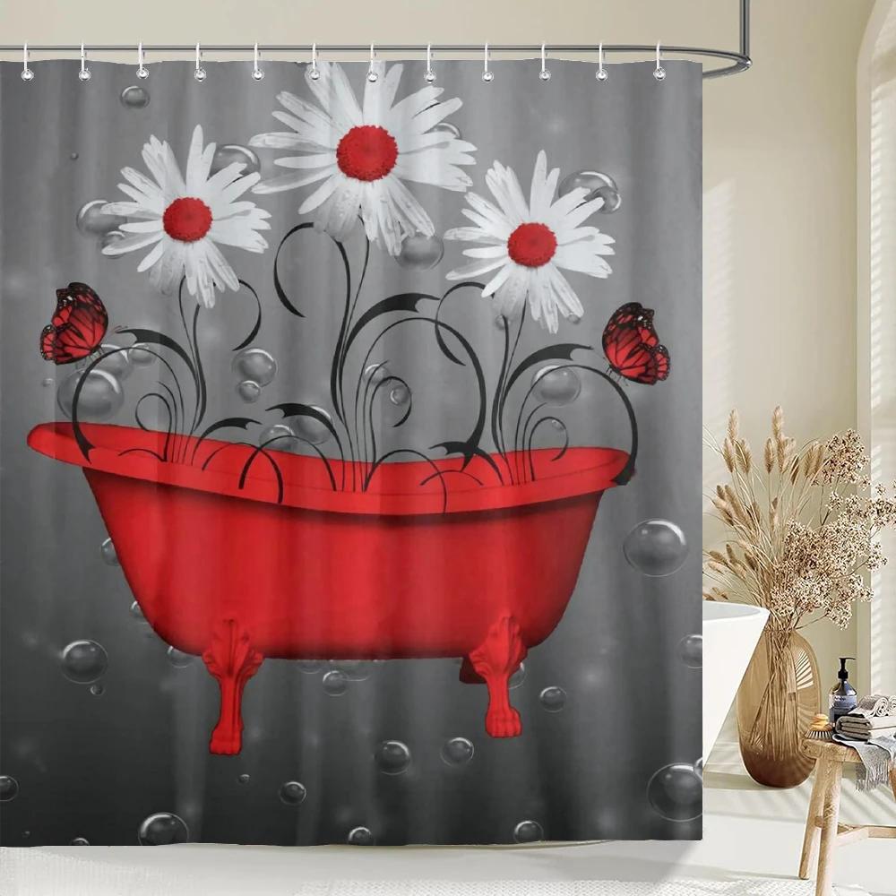 1pc sunflower style abstract shower curtain flowers pattern printed bathroom waterproof toilet partition bath curtain