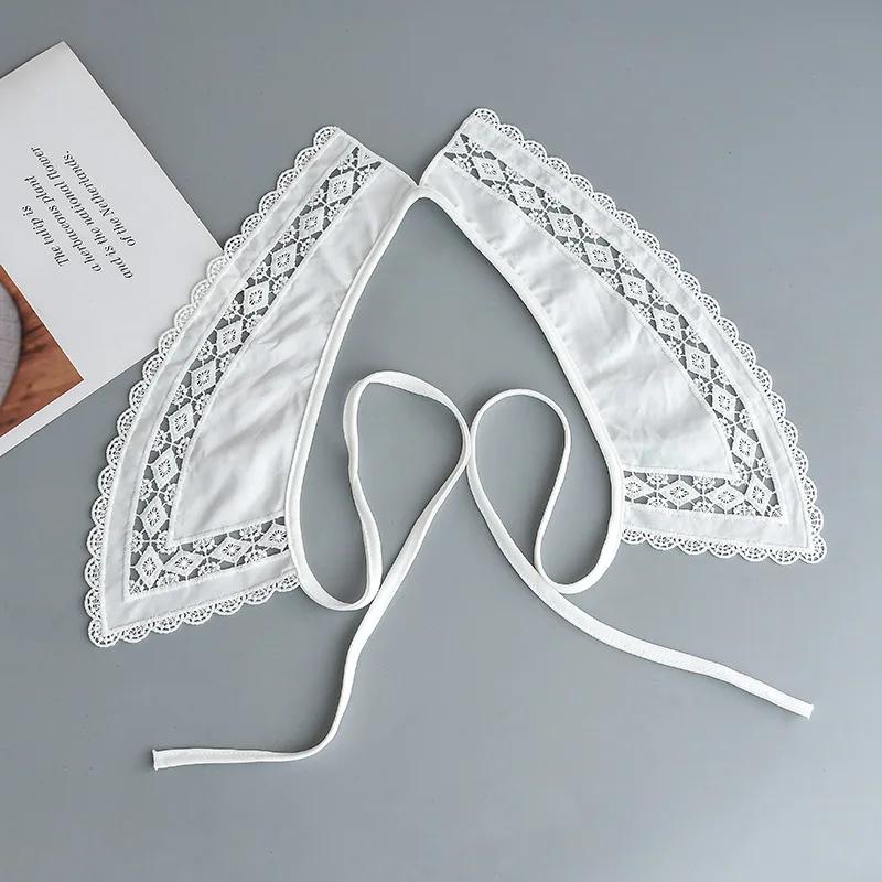 Lace Floral Printed Embroidery Fake Collar for Womens Shirt Hollow Out Floral Necklace Scarf False Detachable Collars