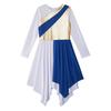 Crianças meninas manga longa brilhante metálico louvor túnica assimétrica vestido lírico traje de dança contemporânea