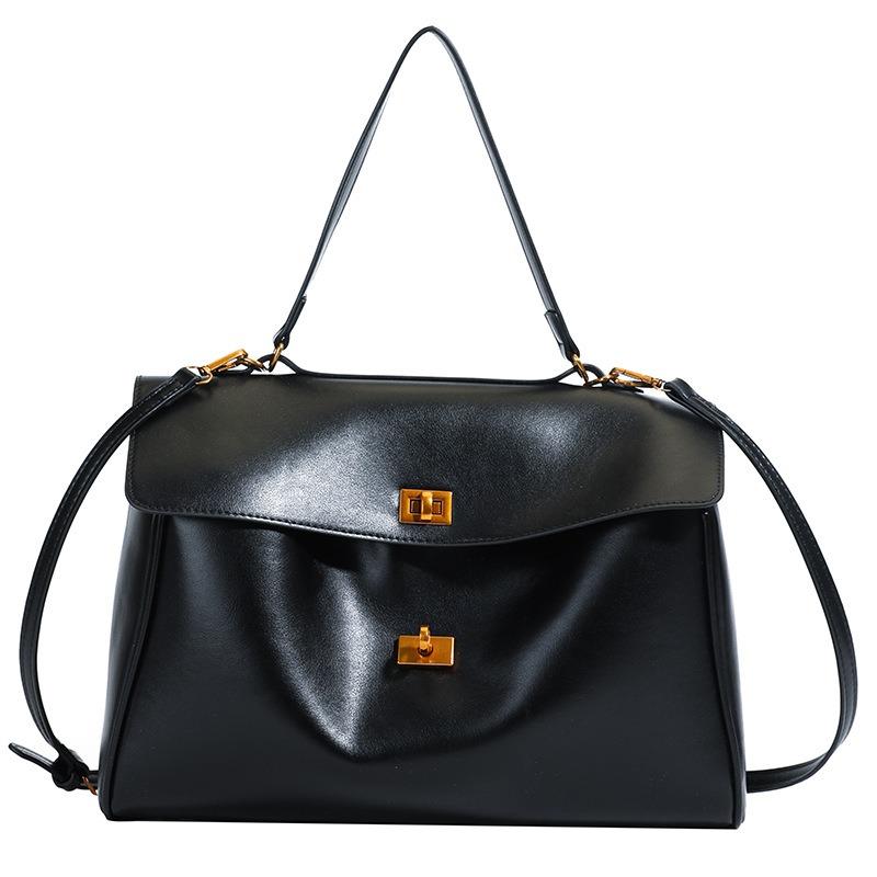 

Сумка-тоут премиальной текстуры с мягкой поверхностью, женская простая, большой вместимости, темпераментная, на плечо, подмышку, сумка-мессенджер для通勤 чёрный