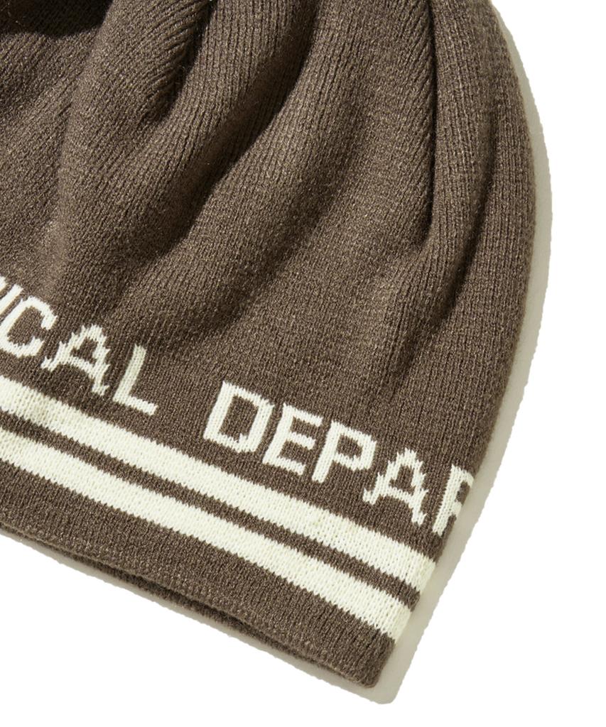 PHYSICAL DEPARTMENT Logo Jacquard Knit Beanie Brown