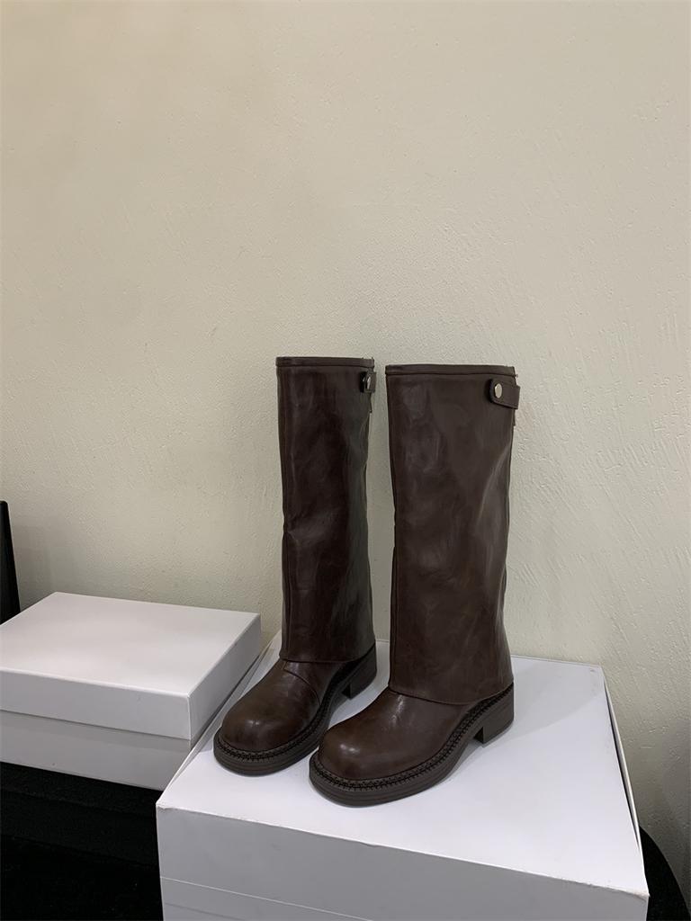 Two-wear boot removable thick-soled trouser tube boots women's 2025 autumn and winter new retro knight boots medium boots