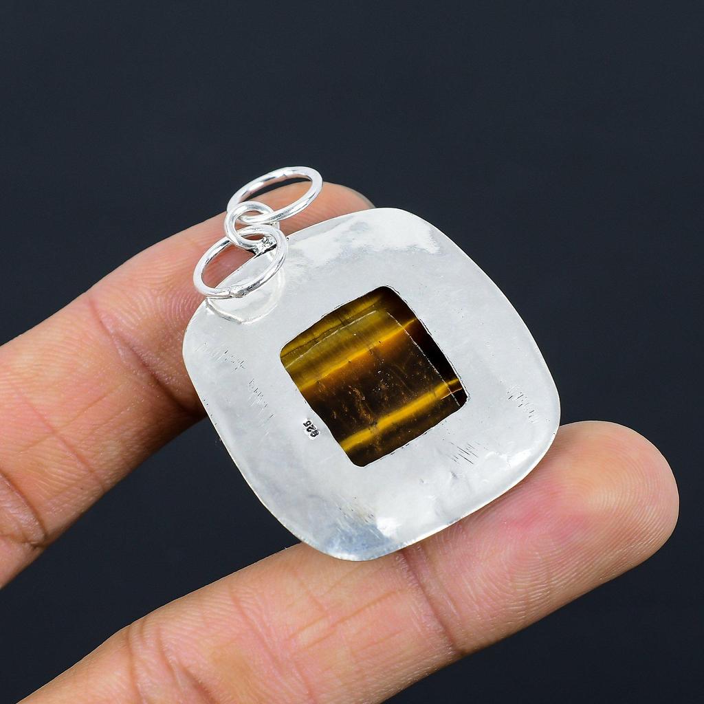 Easter Deal 925 Sterling Silver Tiger Eye Gemstone Boho Daughter Elegant Pendant