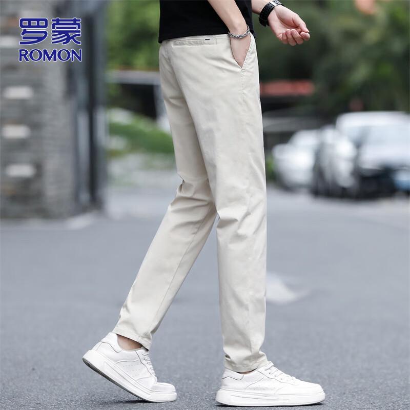 ROMON Men's Ice Silk Straight Casual Pants