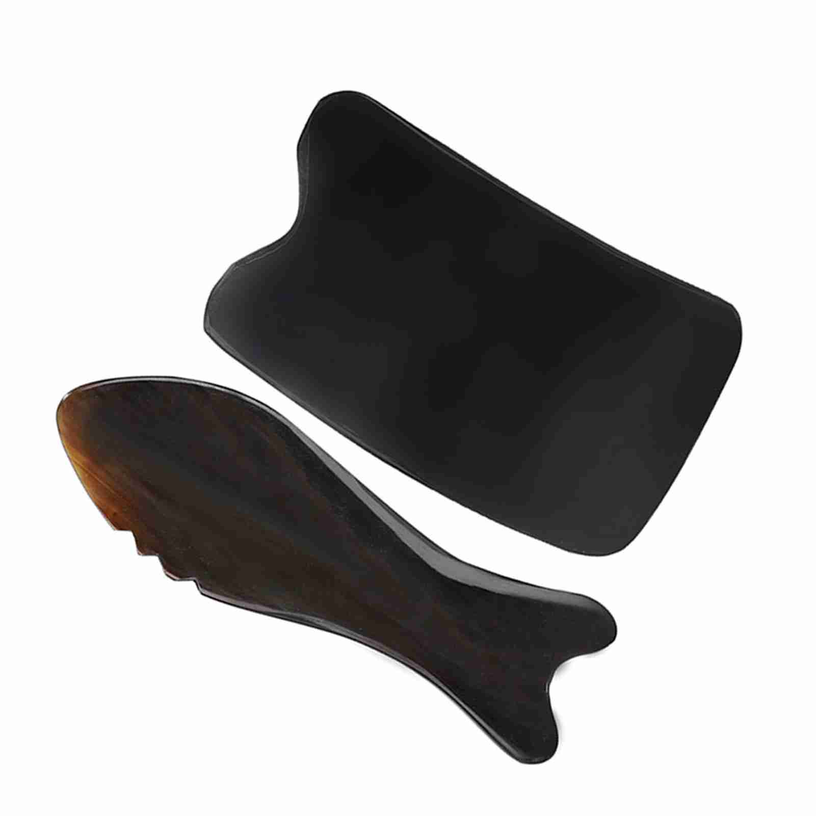 

Скребок из рога быка для лица, массаж, облегчение боли, инструмент гуа ша (Квадратный Ломтик Волна Форма Рыбы)