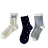 Songmu Southern French Bow "Boneless Socks Medium Socks Korean Bow Broken Flower Pile Cotton Socks