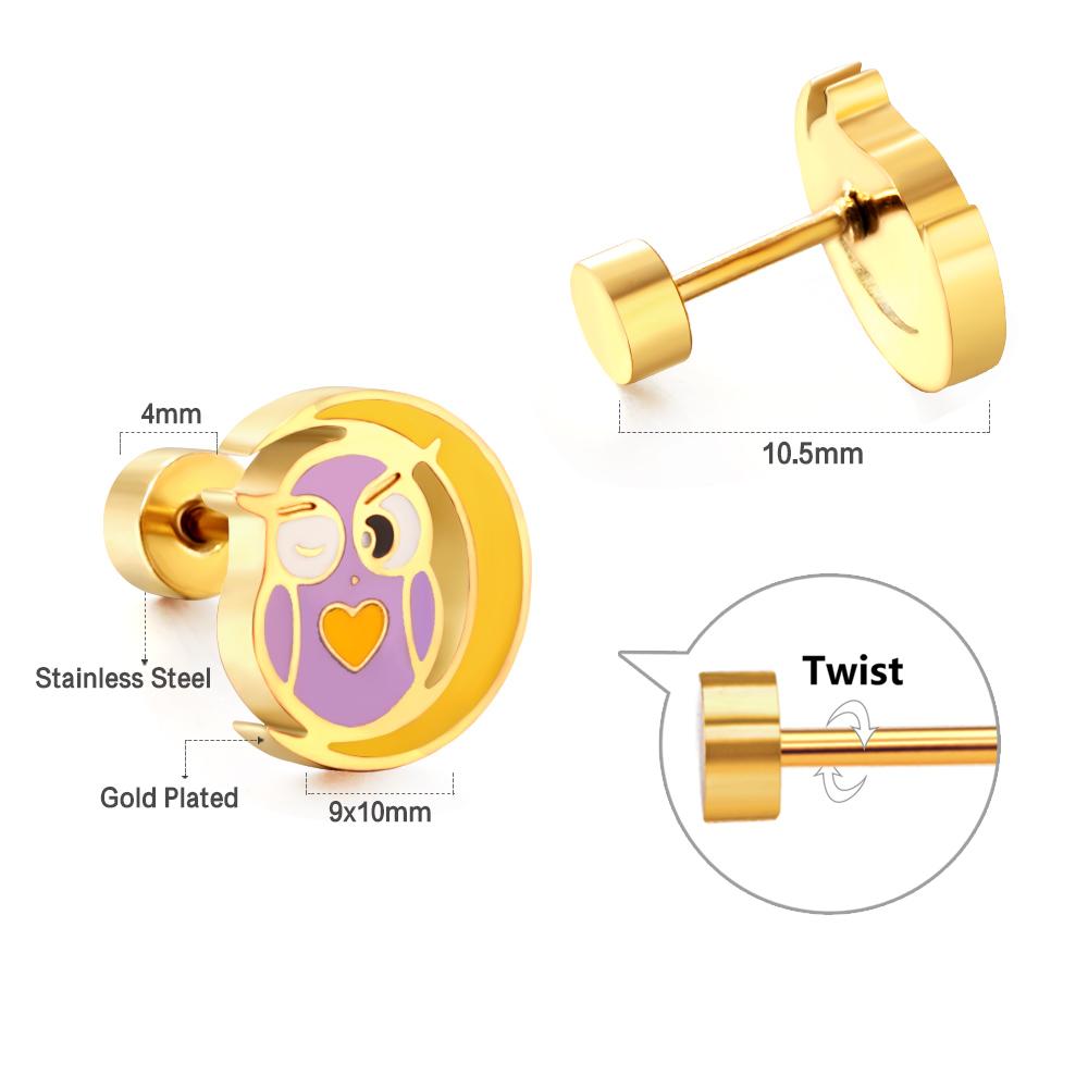 Cute Girls's Tiny Earrings Acrylic Childlike Animals Piercing Small Butterfly Stainless Steel Penguin Studs