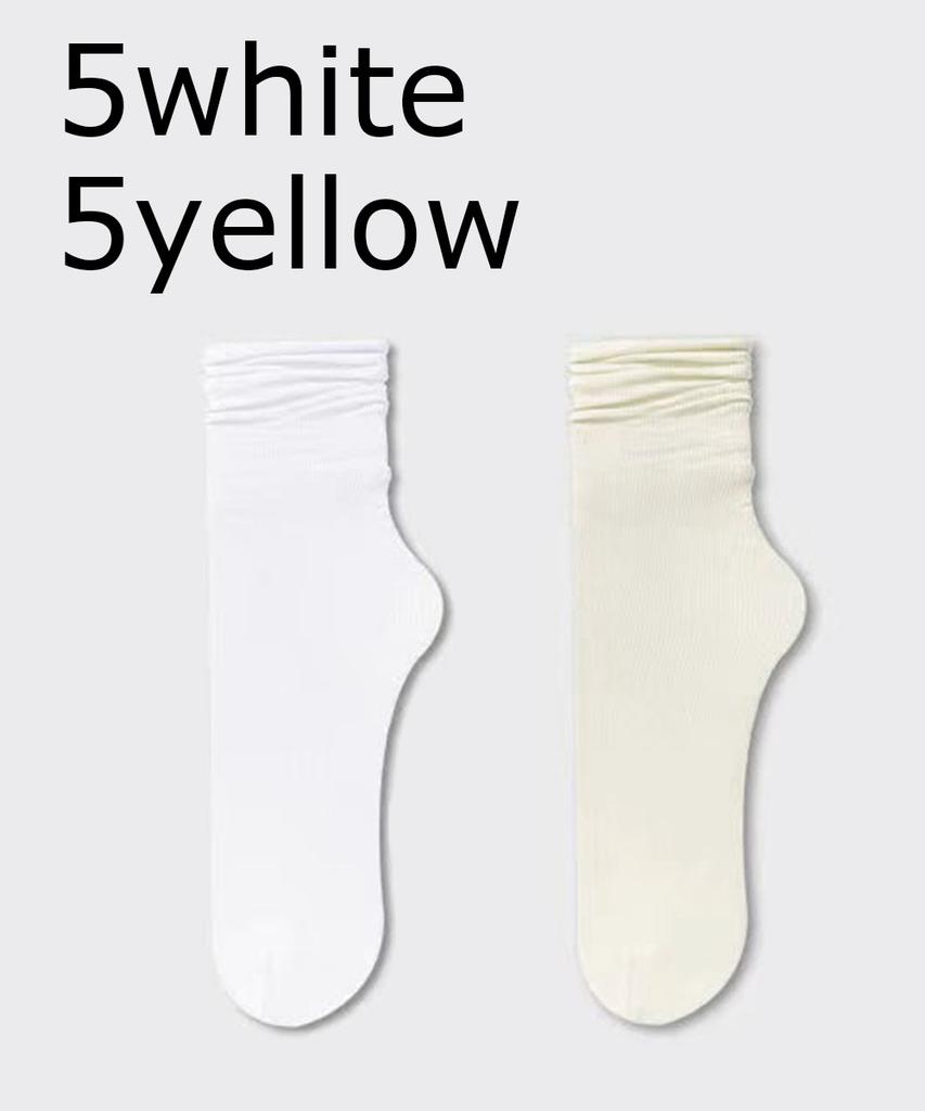 5/10 Pairs Ice Silk Women's Middle Tube Thin Socks Summer Cool Black and White Socks Ice Pile Ladies' Casual Socks