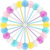 Epakh 36 Pcs Pompom Ballpoint Pen Fluffy Ball Cute Kawaii Plush Fuzzy Pen Black Gel Ink Macaron Color Ballpoint Pompom Gift for Office Women
