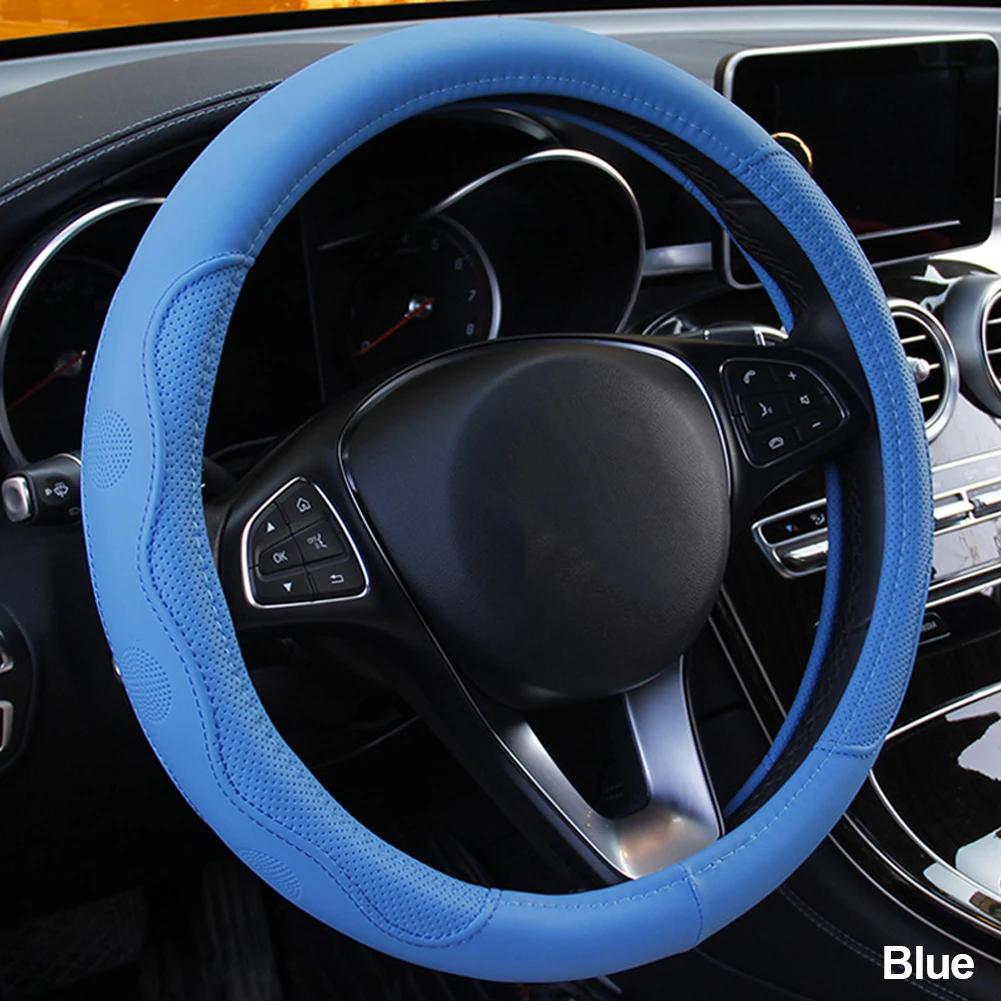 38cm Universal Steering Wheel Cover Soft Artificial Leather Braid Steering Wheel Cover Sport Styling Cover Interior Accessories