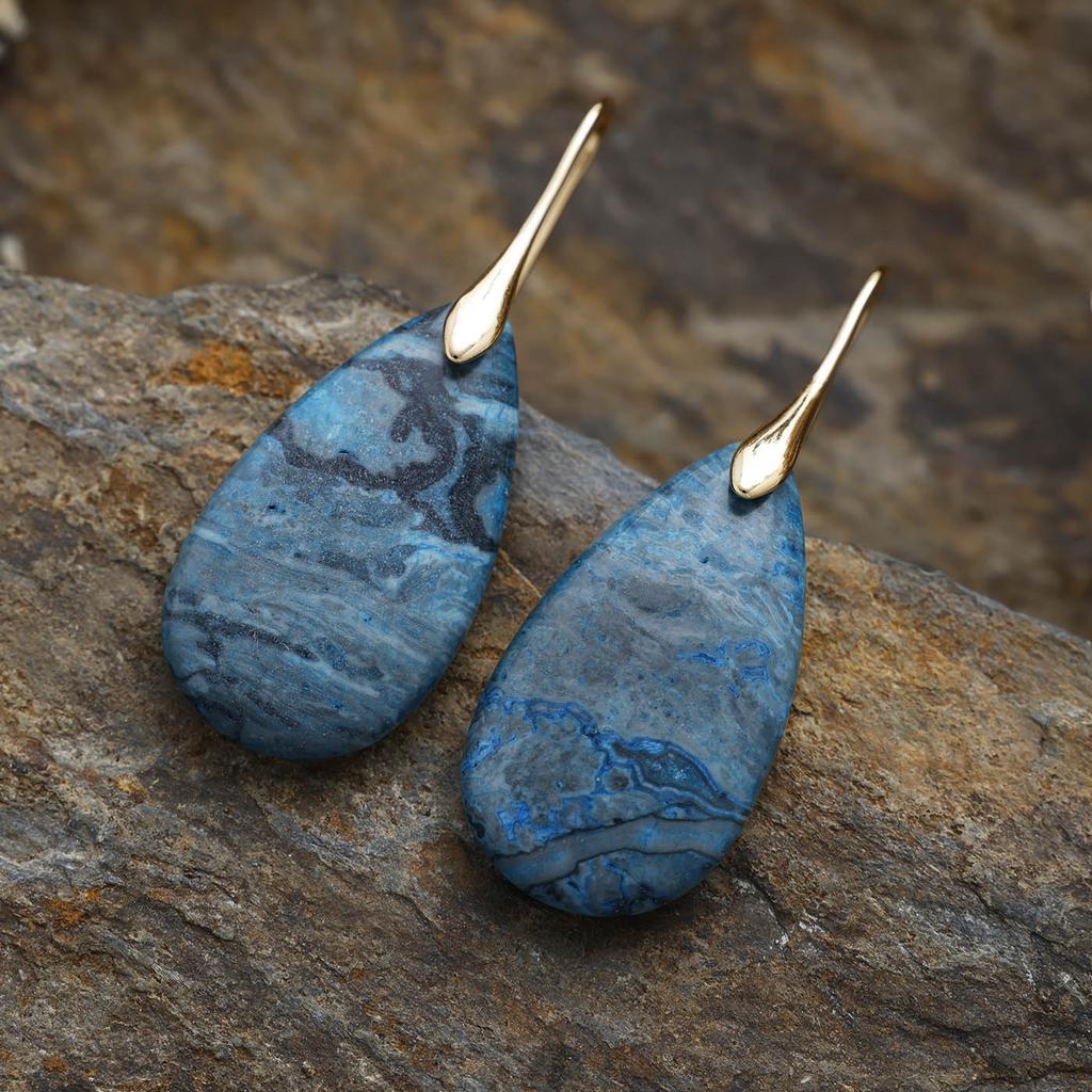 Luxury high-quality natural stone water drop earrings, earrings, European and American popular retro jewelry, Xiyin hot-selling