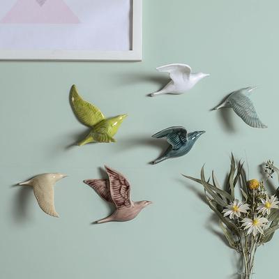 Pendente de Pássaros Cerâmicos 3D para Pendurar na Parede Enfeites para Casa Decoração de Fundo de TV Artesanato Decoração Suspensa para Sala de Estar Artesanato