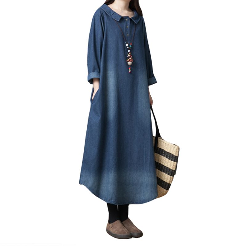 

Платье в корейском стиле, удобное, стройнящее, больших размеров, женская джинсовая юбка Cowboy Blue Plus size M