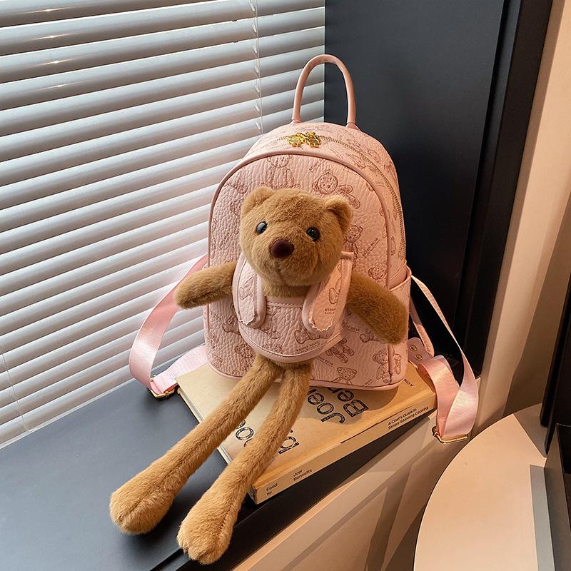 Cute Cartoon Bear Doll Backpack Autumn and Winter New Retro Fashion Travel Cute Backpack