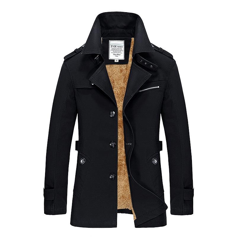 Business Casual Long Section Winter Jacket Men Trench Coat Windbreaker Men's Overcoat Warmth Jacket