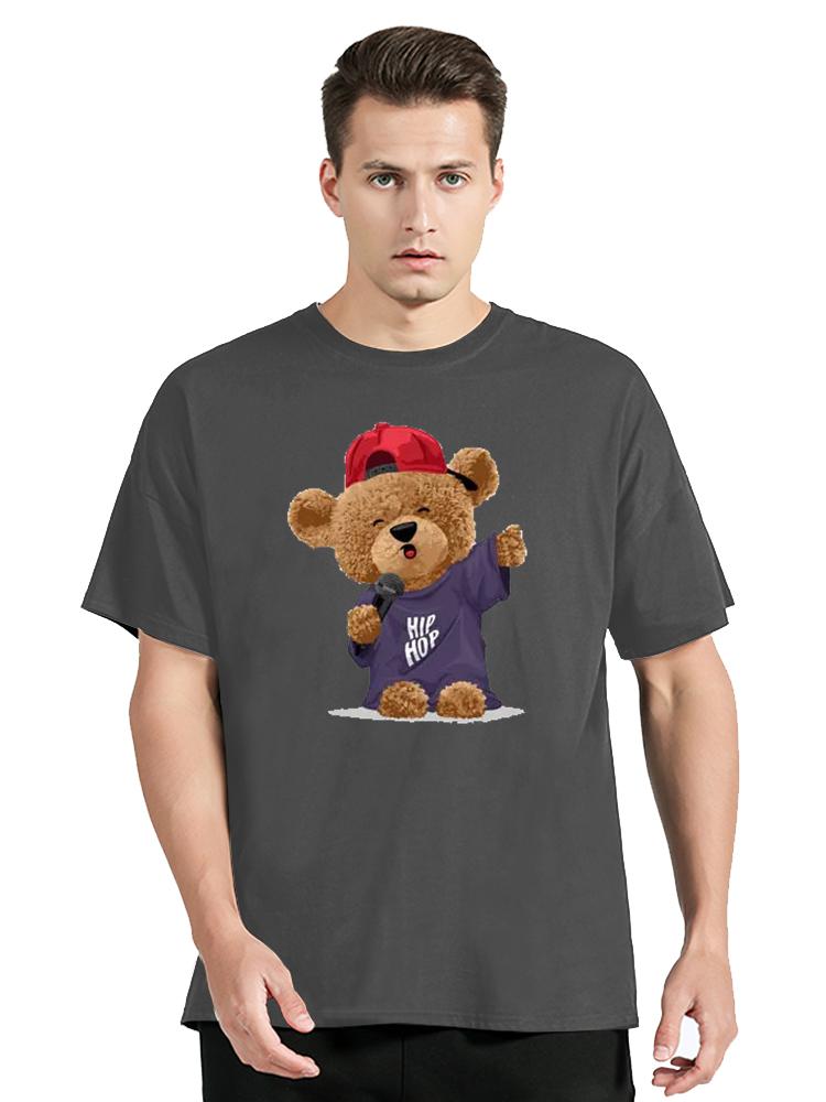 Cool Bear In Rocker Style With Electric Guitar TShirt Hip Hop Rock Cotton Tops Tees Mens Clothing Oversized Tshirt