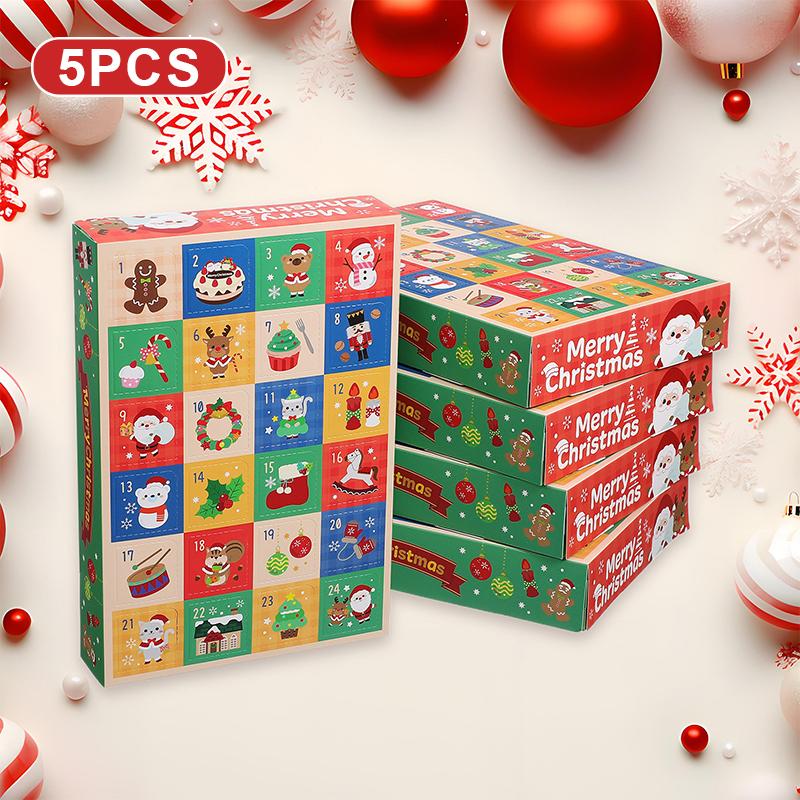 5Pcs DIY Advent Calendar Christmas Countdown Calendars With 24 Cardboard Treasure Boxes Xmas Empty Countdown Calendar
