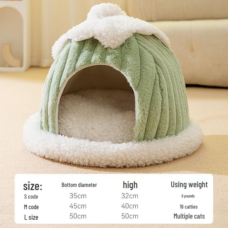 Cozy Autumn/Winter Cat and Small Dog Semi-Enclosed Bed: Removable Pet House