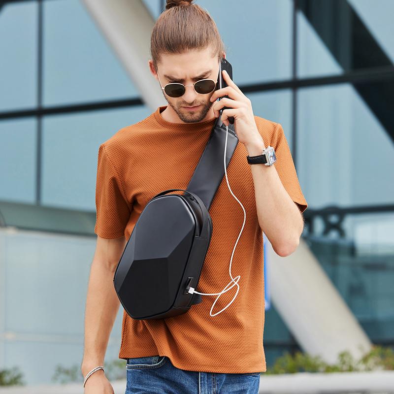 Bange Hard Shell Design 3.0 Usb Charging Crossbody Bag Shoulder Bags Male Waterproof Short Trip Chest Bag Pack For Men Sling Bag