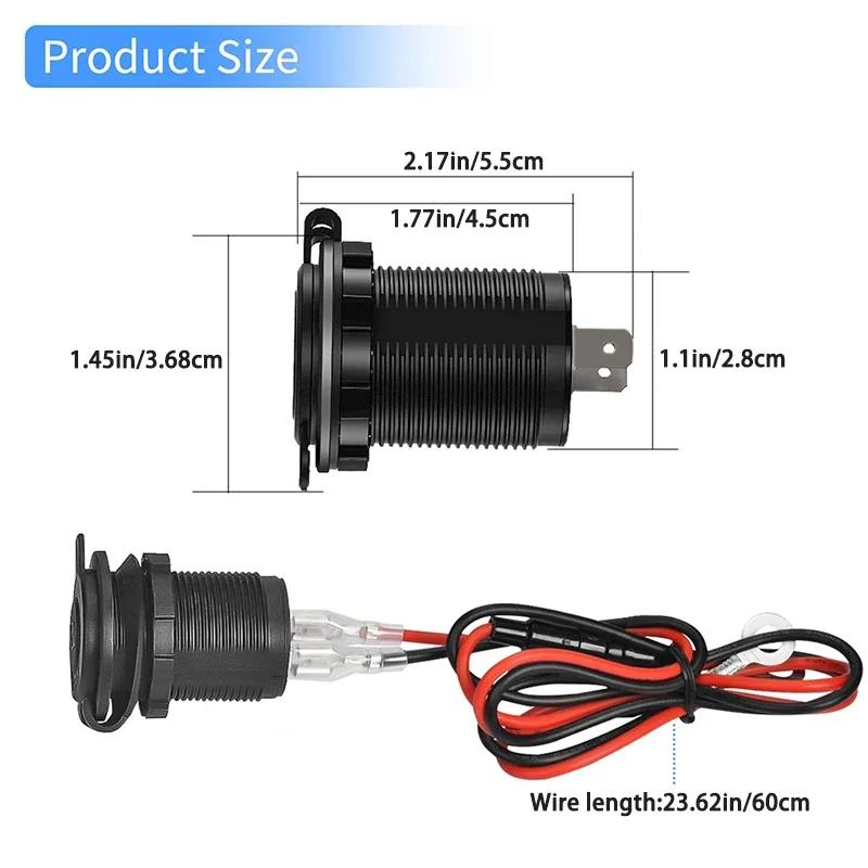 12V 24V Wasserdichte Zigarettenanzünderbuchse Stromanschluss Universal für Auto Marine Motorrad ATV Wohnmobil LKW mit Kabel D5