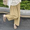 Pantalon décontracté à taille élastique pour femme avec poches, couleur unie, jambes larges et amples