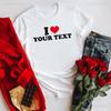 I Love Red Heart Your Text T-shirt Casual Fashion Loose Streetwear Couple Clothes Summer Style Hip Hop Harajuku Women Man Tees
