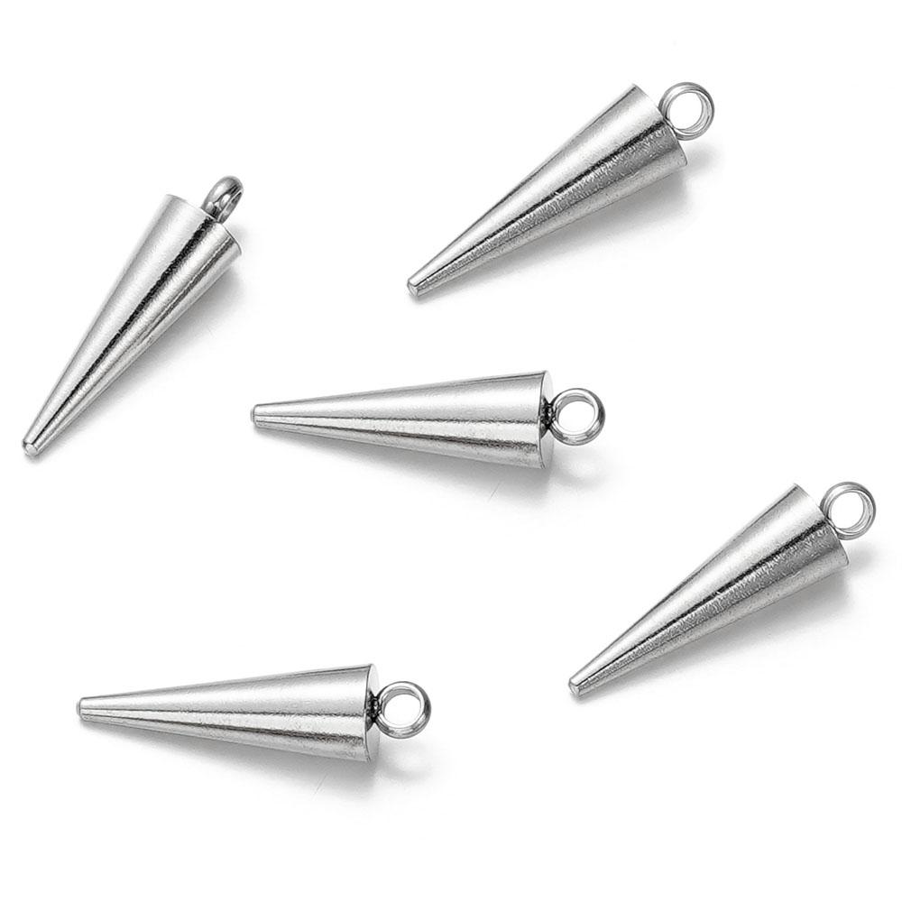 

10Pcs/Lot 5MM Stainless Steel Cone Shape Charms Pendants for Handmade DIY Women Man Hoop Earring Jewelry Making Supplies 5 x 14mm