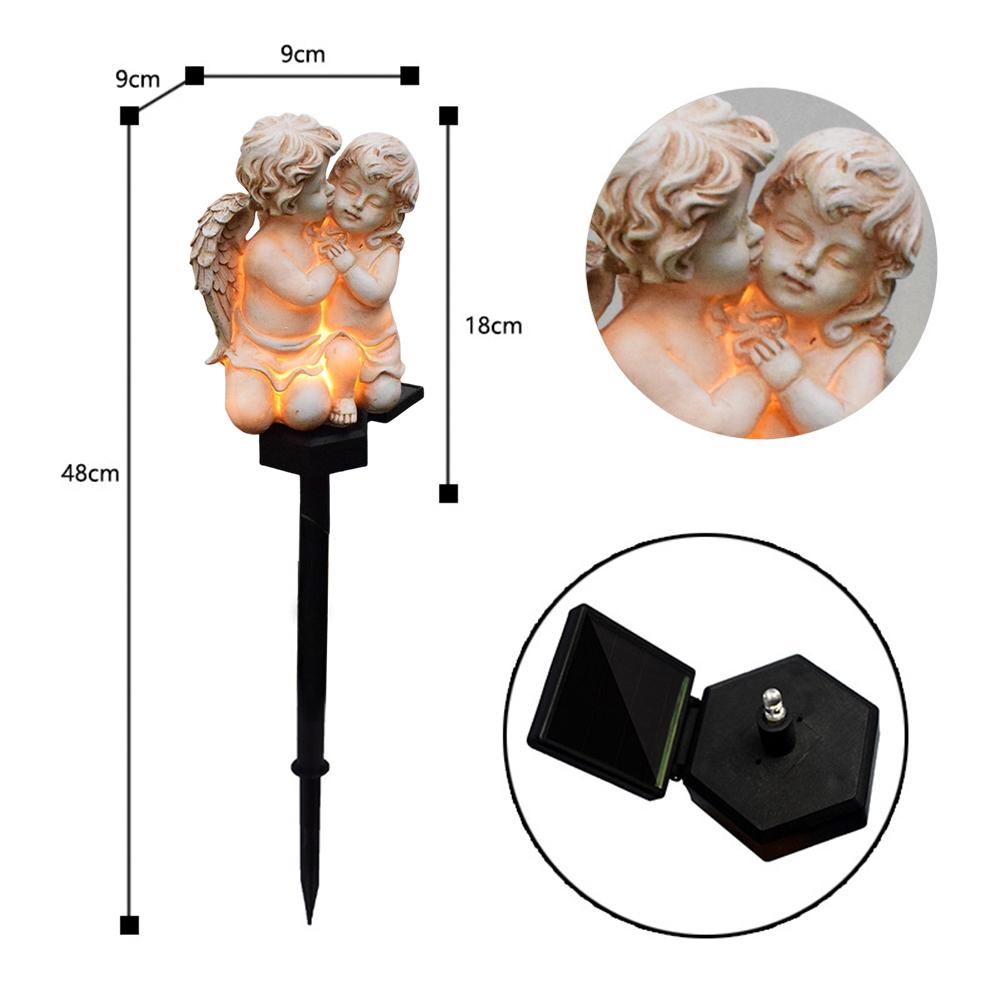Solar Yard Landscape Lamp Crafts Resin Angel Outdoor Lawn Lamp Lighting Ornaments IP55 Waterproof Home Decor for Lawn Garden