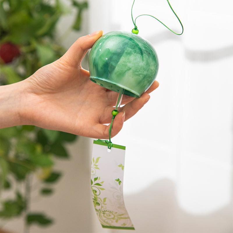 Japanese Wind Chimes Marble Texture Glass Wind Bells Handmade Pendants for Birthday Gift Outdoor Home Garden Decoration Wall Art