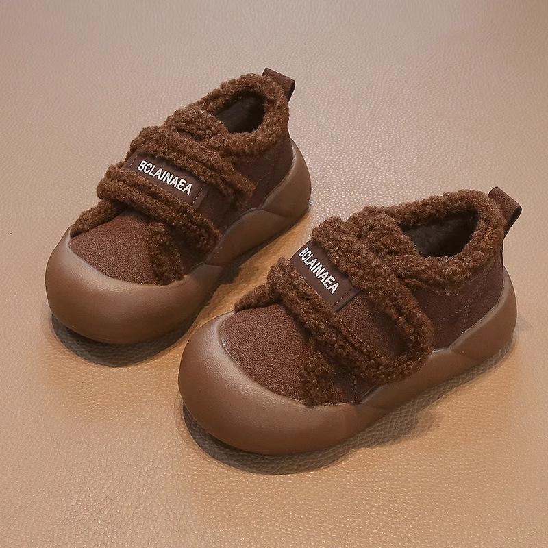 

Хлопковые туфли на подошве-маффине на липучке женские зимние бархатные утепленные 2025 зима новая обувь-лоферы на одной педали хлебные туфли тренд 37 коричневый