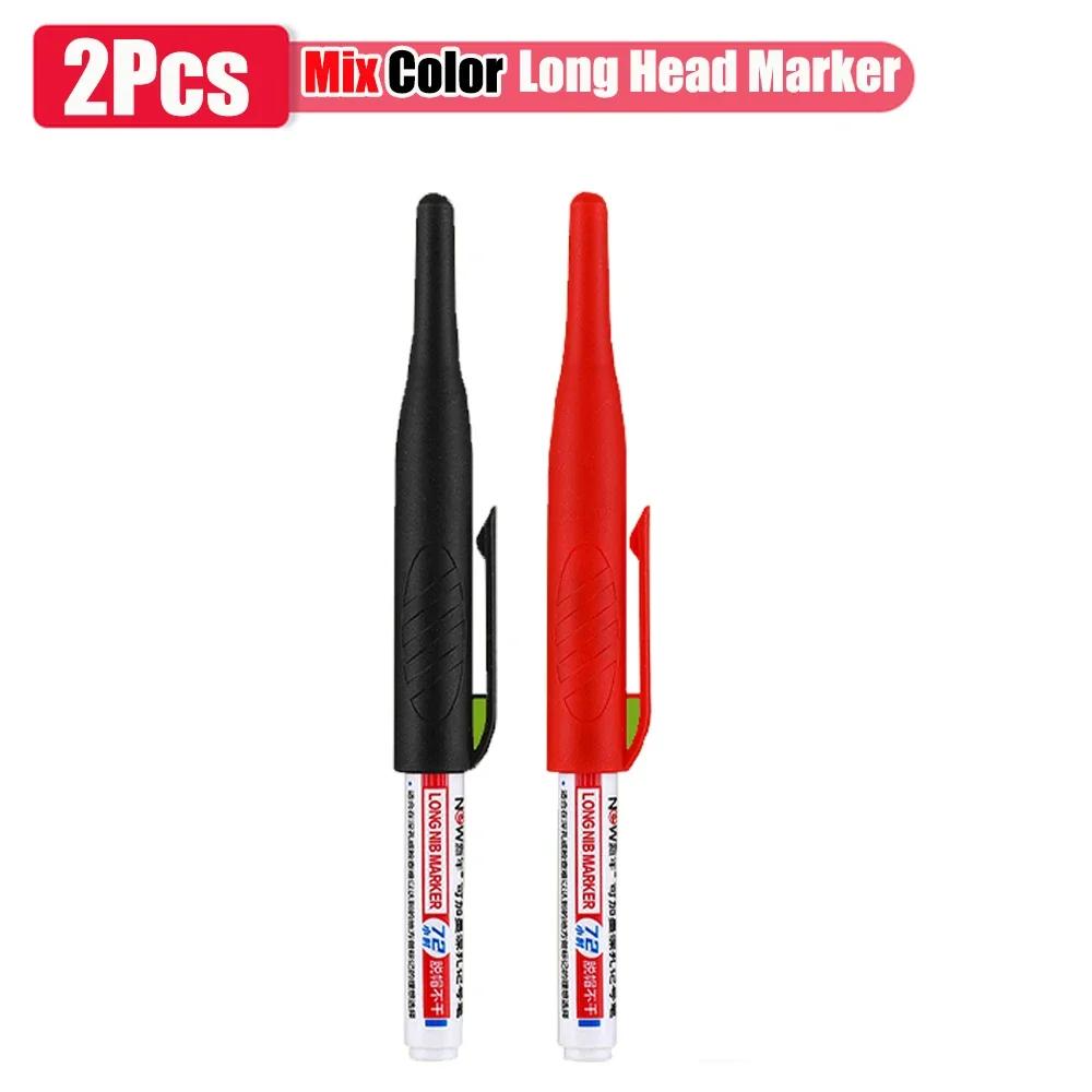 32mm 1-16pcs Long Head Markers Pen Multi-purpose Woodworking Tile Decoration Deep Hole Marker Pens Red/Black/Blue/Green Ink