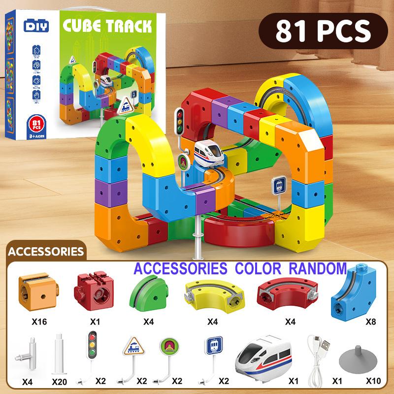 Non-Toxic Kids Magnetic Rail Car Cube Toys Educational Toy Diy Building Blocks Magical Track Train Gravity Maze Toy Christmas Gifts