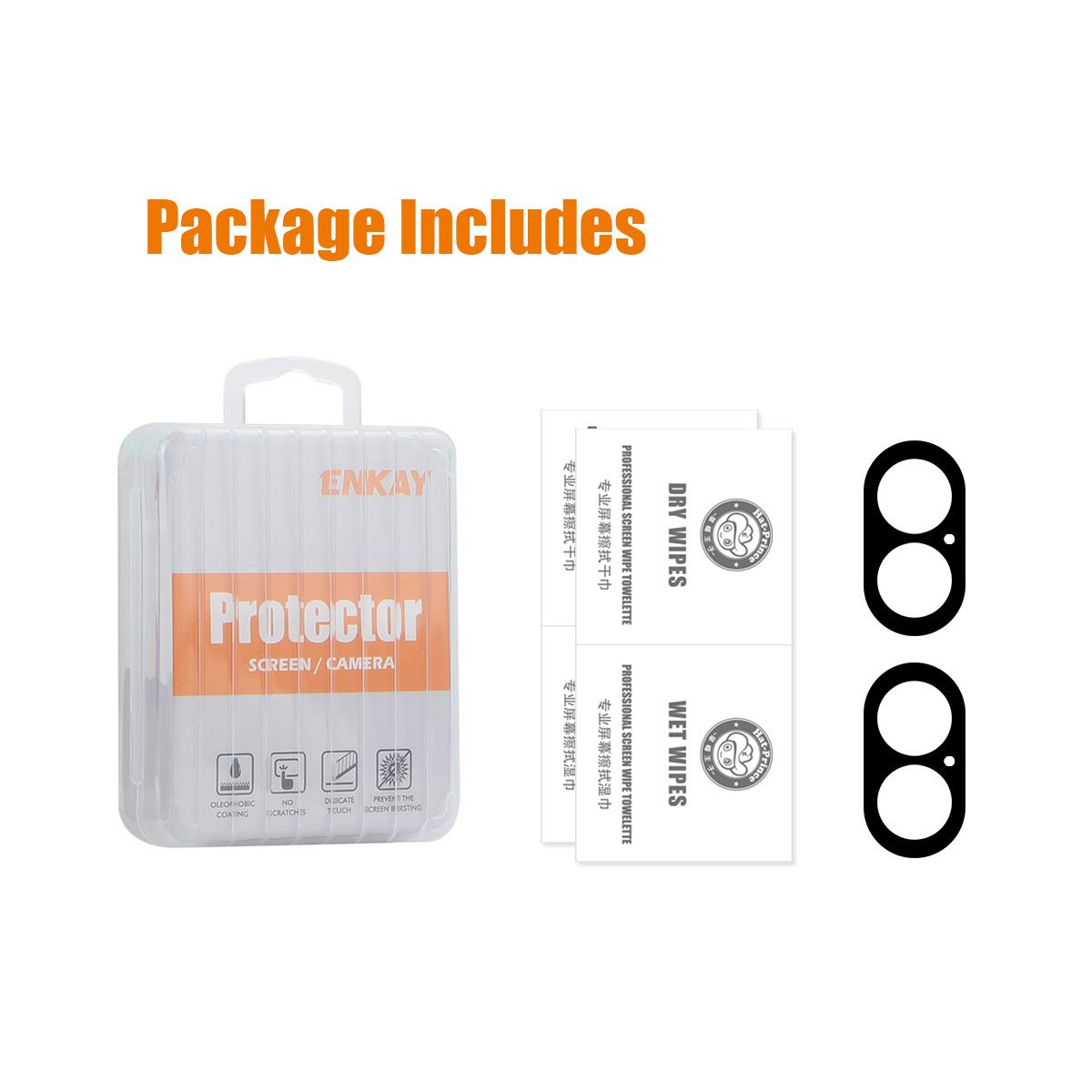 

ENKAY HAT PRINCE 2Pcs for iPhone 16/16 Plus Camera Lens Film Silk Printing Tempered Glass Lens Protector Type A