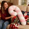 Christmas Lollipop Plush Throw Pillow Candy Cane Shape Soft Cushion for Bedroom Sofa Living Room Home Decor Xmas Holiday Gift